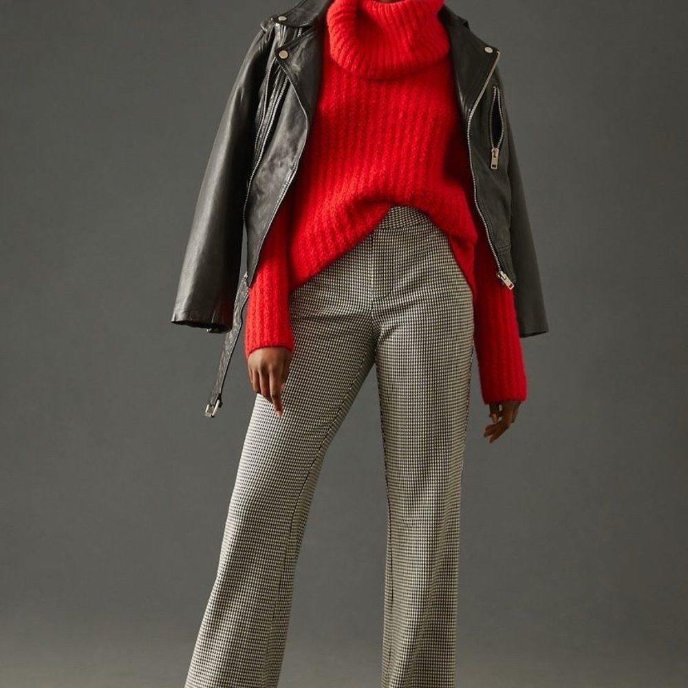 Anthropologie Maeve Houndstooth Low-slung Wide Leg Trousers